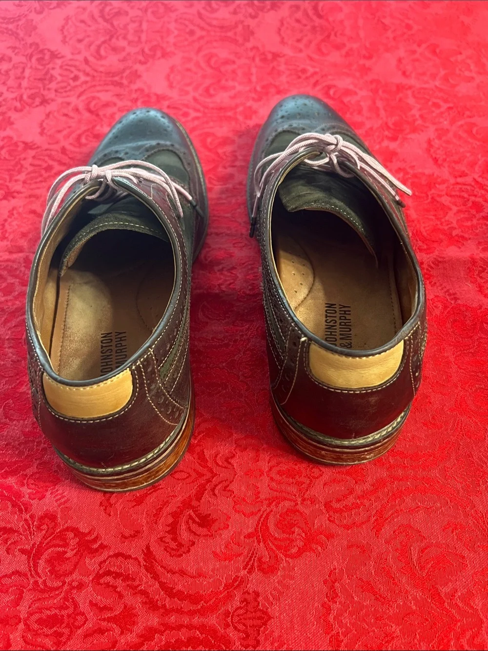 Johnston & Murphy Men's Wingtip Oxfords 11 D Brown Leather Suede Dress Shoes